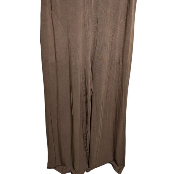 Waverles Maternity Anywhere Jumpsuit Large Wide Leg Pockets Brown - Picture 3 of 8